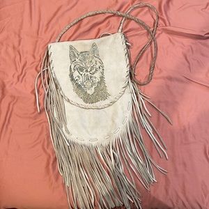 Hand-tooled Native American-made leather satchel